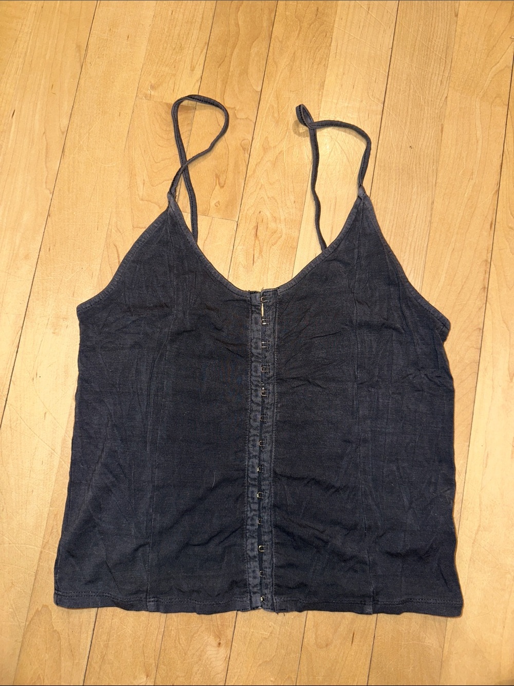 American Eagle Outfitters Navy Button-Front Spaghetti-Strap Cami